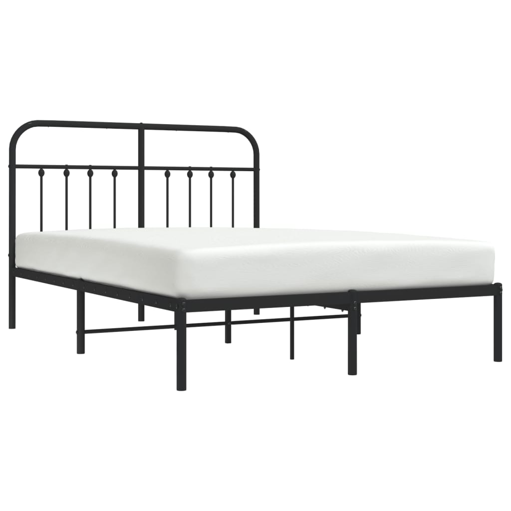 Metal Bed Frame without Mattress with Headboard Black 140x200 cm