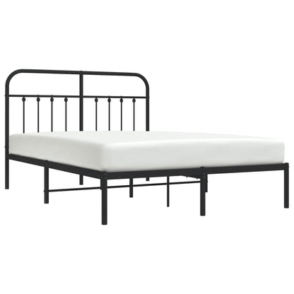 Metal Bed Frame without Mattress with Headboard Black 140x200 cm