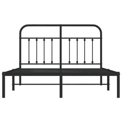 Metal Bed Frame without Mattress with Headboard Black 140x200 cm