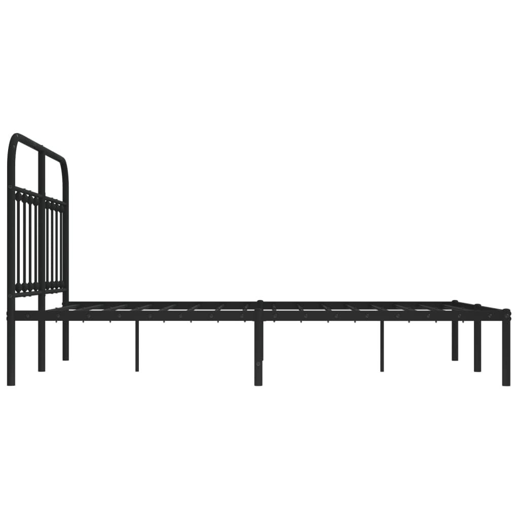 Metal Bed Frame without Mattress with Headboard Black 140x200 cm