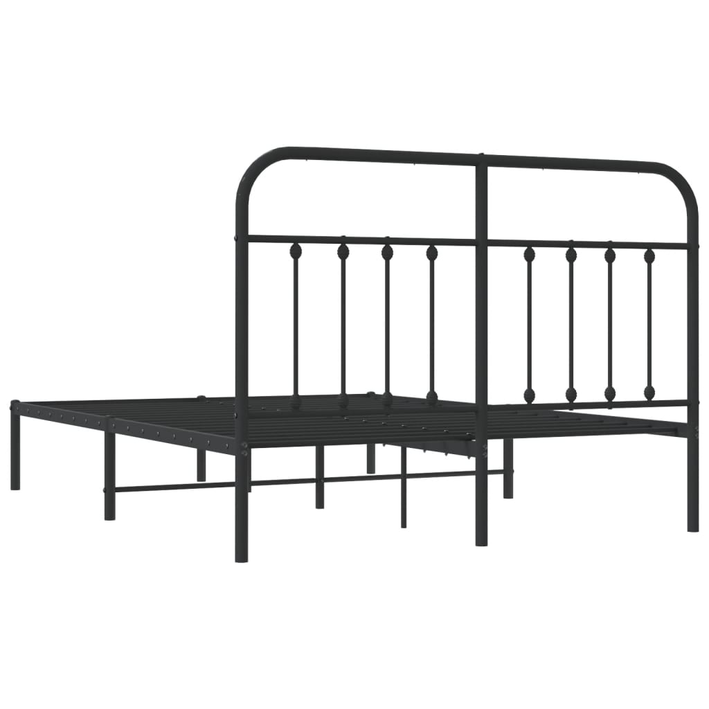 Metal Bed Frame without Mattress with Headboard Black 140x200 cm