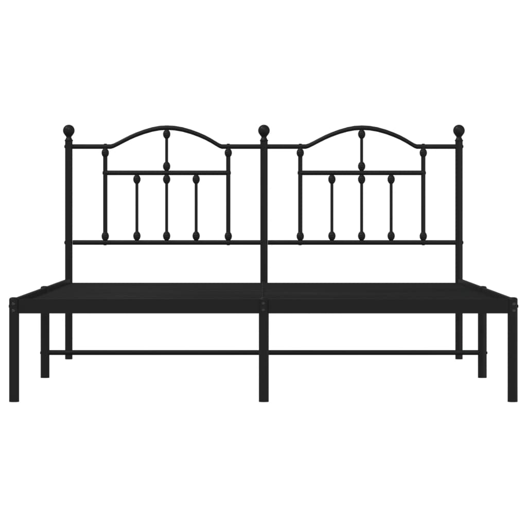 Metal Bed Frame with Headboard Black 183x213 cm