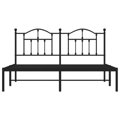 Metal Bed Frame with Headboard Black 183x213 cm