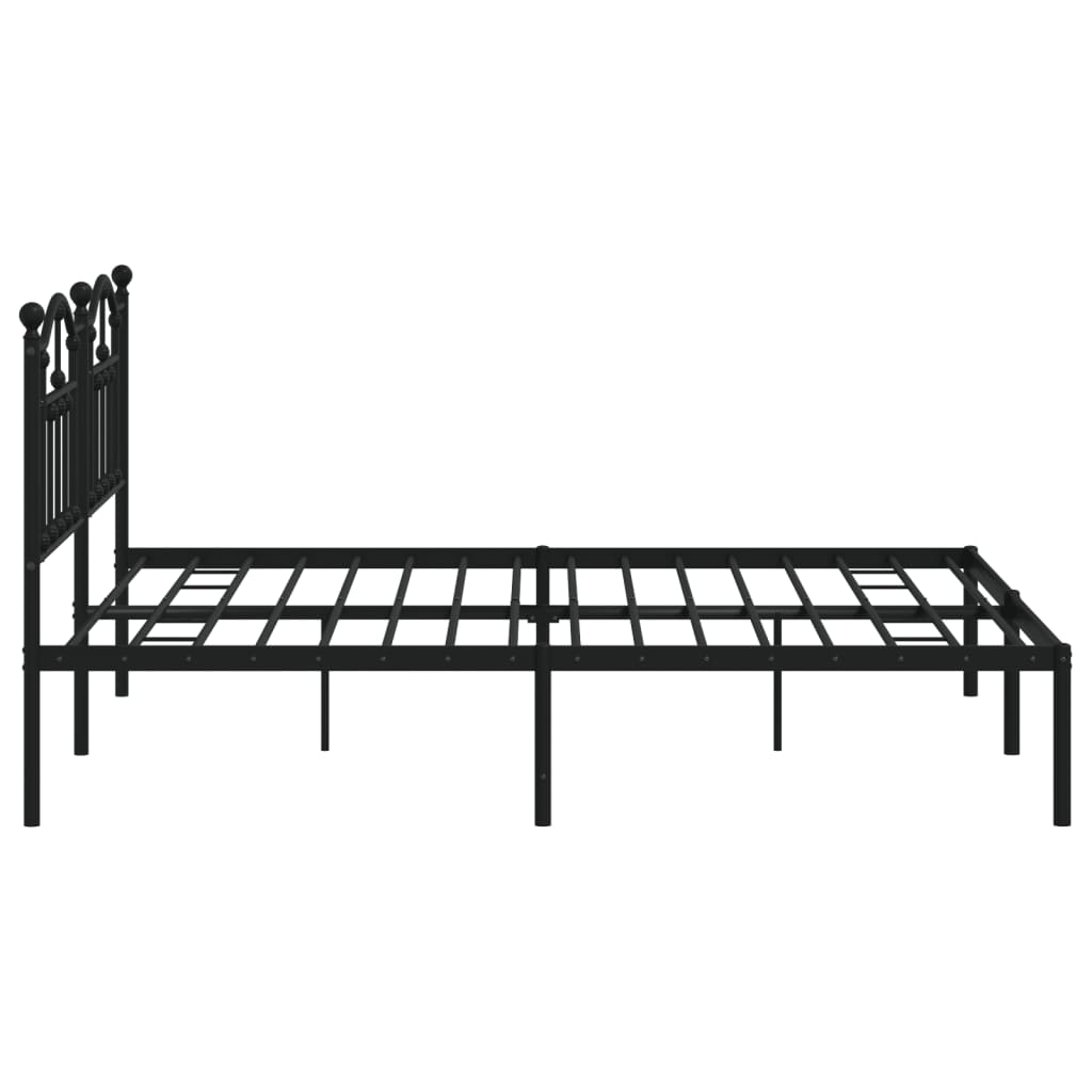 Metal Bed Frame with Headboard Black 183x213 cm