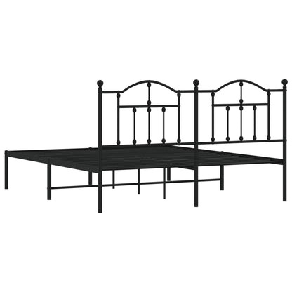 Metal Bed Frame with Headboard Black 183x213 cm