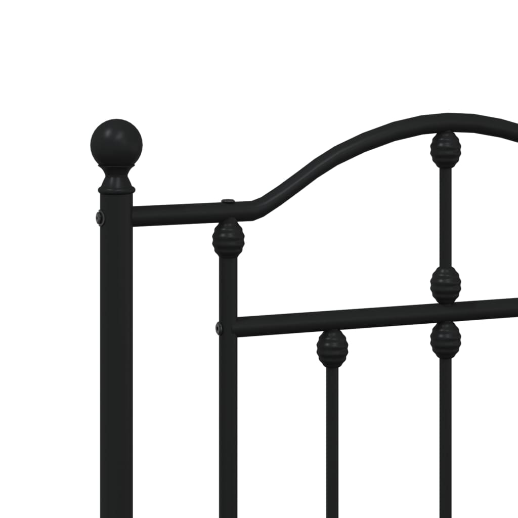 Metal Bed Frame with Headboard Black 183x213 cm