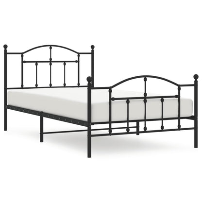 Metal Bed Frame without Mattress with Footboard Black 107x203 cm