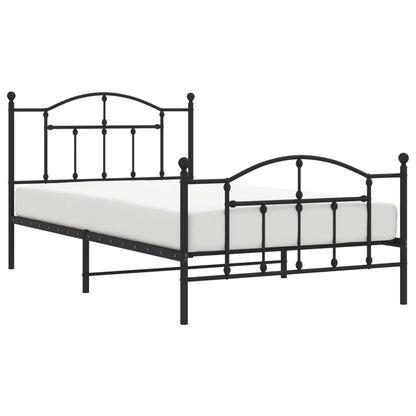 Metal Bed Frame without Mattress with Footboard Black 107x203 cm