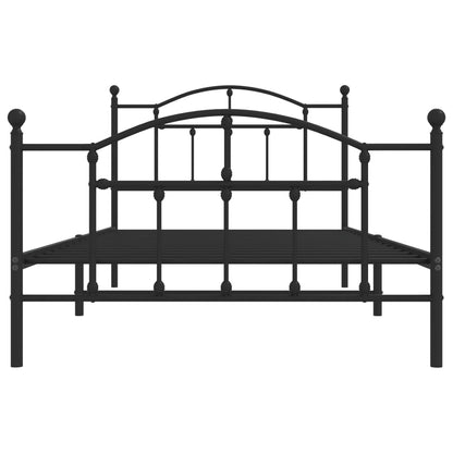 Metal Bed Frame without Mattress with Footboard Black 107x203 cm