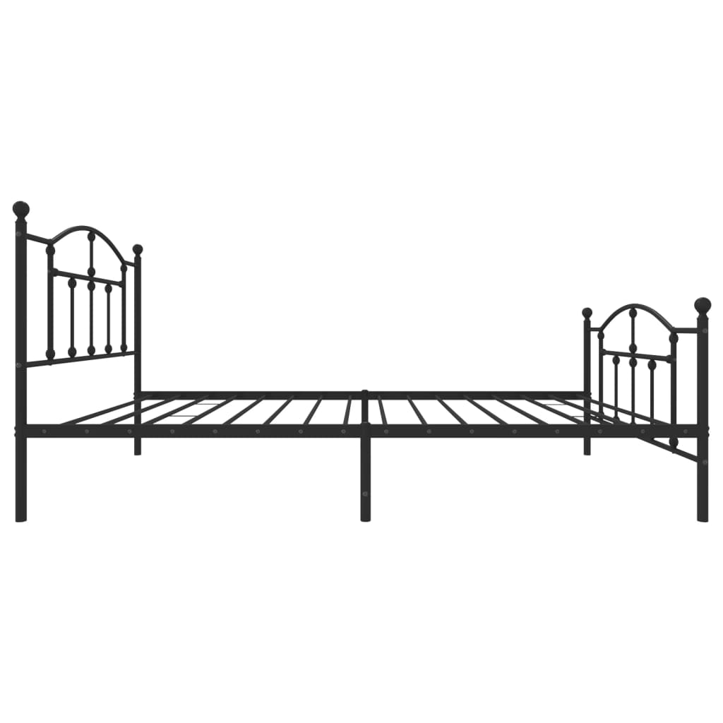 Metal Bed Frame without Mattress with Footboard Black 107x203 cm