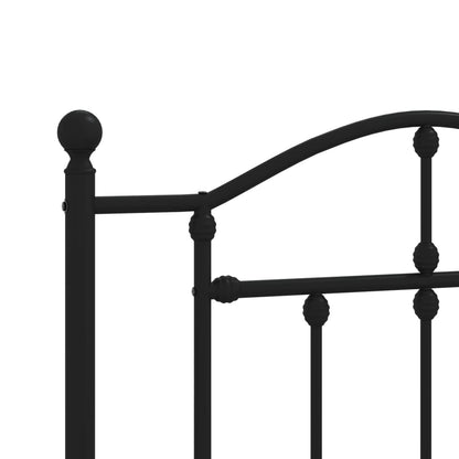 Metal Bed Frame without Mattress with Footboard Black 107x203 cm