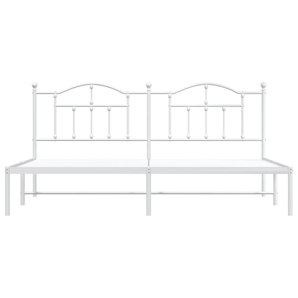 Metal Bed Frame without Mattress with Headboard White 193x203cm