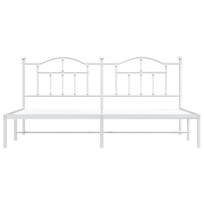 Metal Bed Frame without Mattress with Headboard White 193x203cm