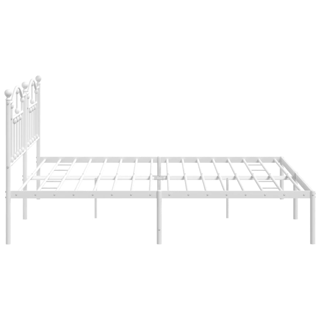 Metal Bed Frame without Mattress with Headboard White 193x203cm