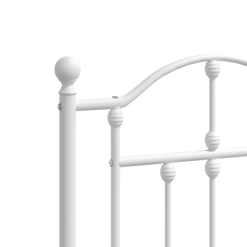 Metal Bed Frame without Mattress with Headboard White 193x203cm