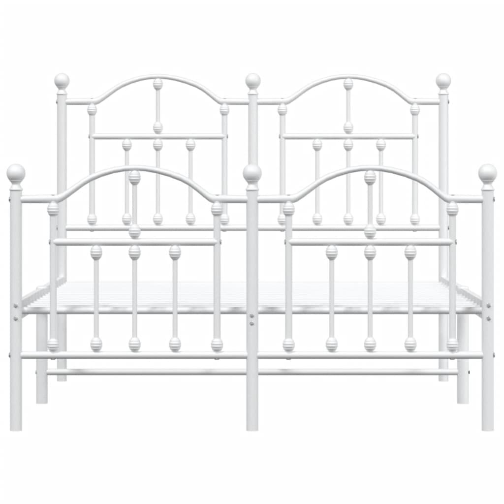 Metal Bed Frame without Mattress with Footboard White 120x190 cm Small Double