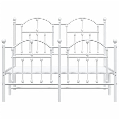 Metal Bed Frame without Mattress with Footboard White 120x190 cm Small Double