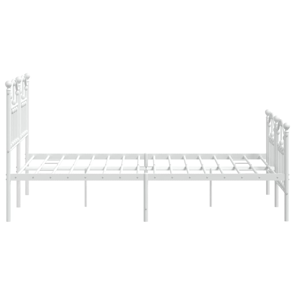 Metal Bed Frame without Mattress with Footboard White 120x190 cm Small Double