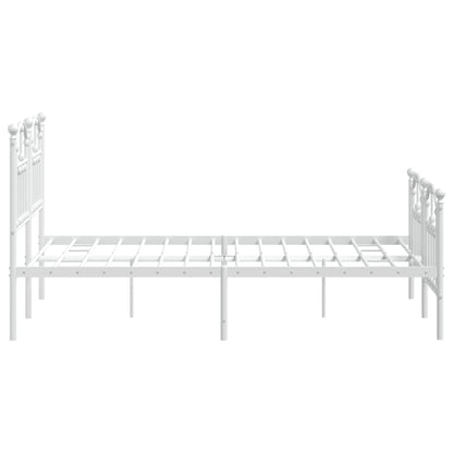 Metal Bed Frame without Mattress with Footboard White 120x190 cm Small Double