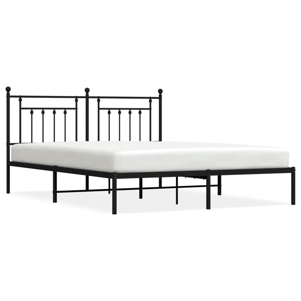 Metal Bed Frame without Mattress with Headboard Black 160x200 cm