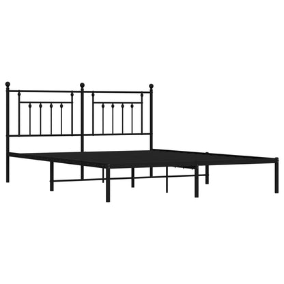 Metal Bed Frame without Mattress with Headboard Black 160x200 cm