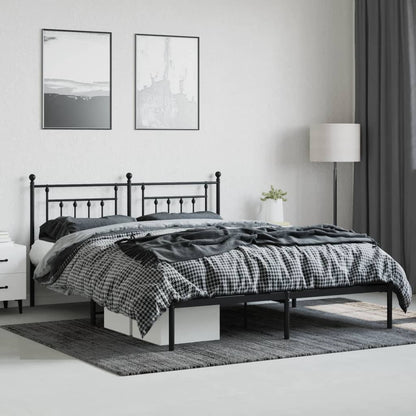 Metal Bed Frame without Mattress with Headboard Black 160x200 cm