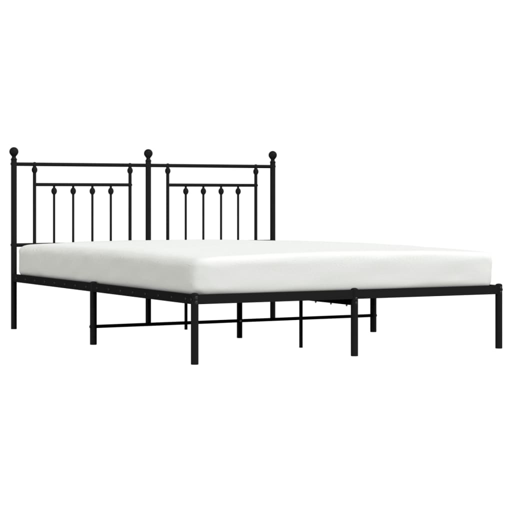 Metal Bed Frame without Mattress with Headboard Black 160x200 cm