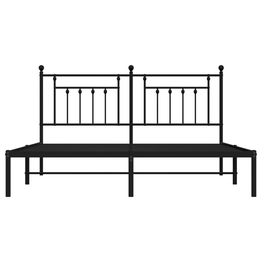 Metal Bed Frame without Mattress with Headboard Black 160x200 cm