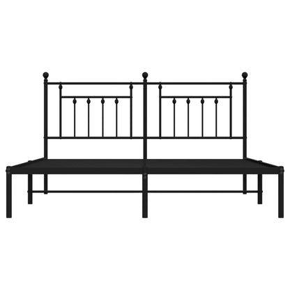 Metal Bed Frame without Mattress with Headboard Black 160x200 cm