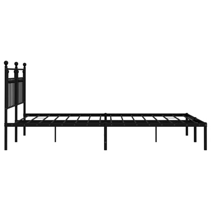 Metal Bed Frame without Mattress with Headboard Black 160x200 cm