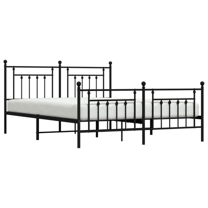 Metal Bed Frame with Headboard and Footboard Black 160x200 cm