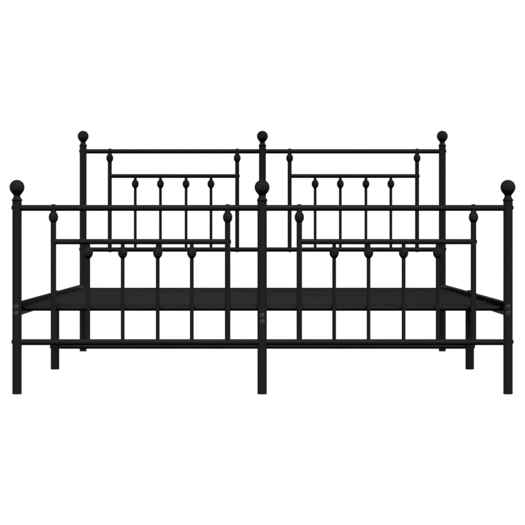 Metal Bed Frame with Headboard and Footboard Black 160x200 cm