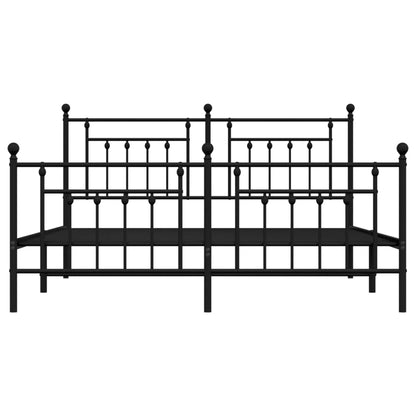 Metal Bed Frame with Headboard and Footboard Black 160x200 cm