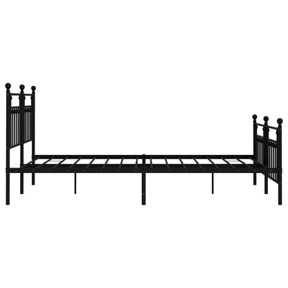 Metal Bed Frame with Headboard and Footboard Black 160x200 cm