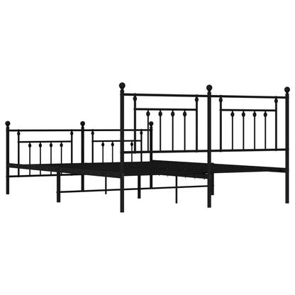 Metal Bed Frame with Headboard and Footboard Black 160x200 cm