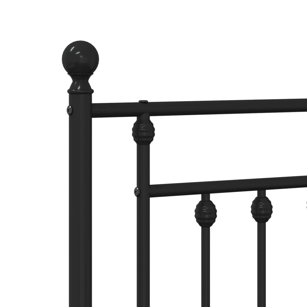 Metal Bed Frame with Headboard and Footboard Black 160x200 cm