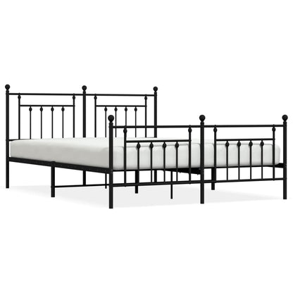 Metal Bed Frame with Headboard and Footboard Black 180x200 cm Super King