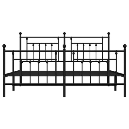 Metal Bed Frame with Headboard and Footboard Black 180x200 cm Super King