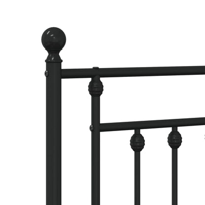 Metal Bed Frame with Headboard and Footboard Black 180x200 cm Super King