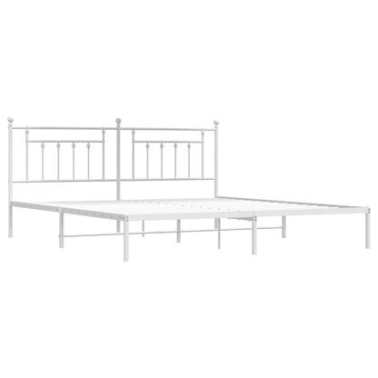 Metal Bed Frame without Mattress with Headboard White 193x203 cm