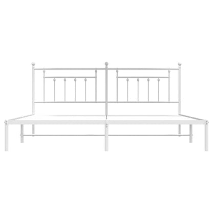 Metal Bed Frame without Mattress with Headboard White 193x203 cm