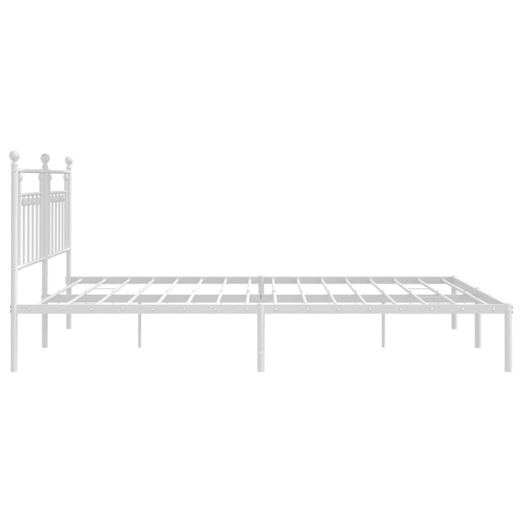 Metal Bed Frame without Mattress with Headboard White 193x203 cm