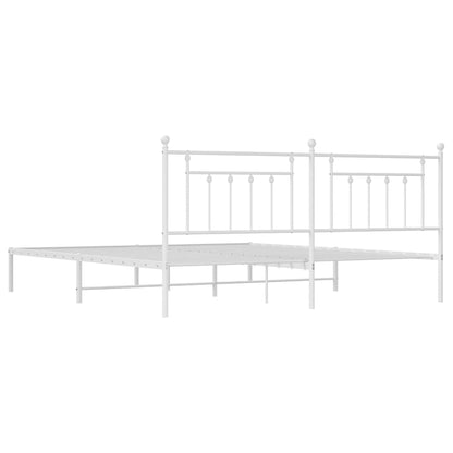 Metal Bed Frame without Mattress with Headboard White 193x203 cm