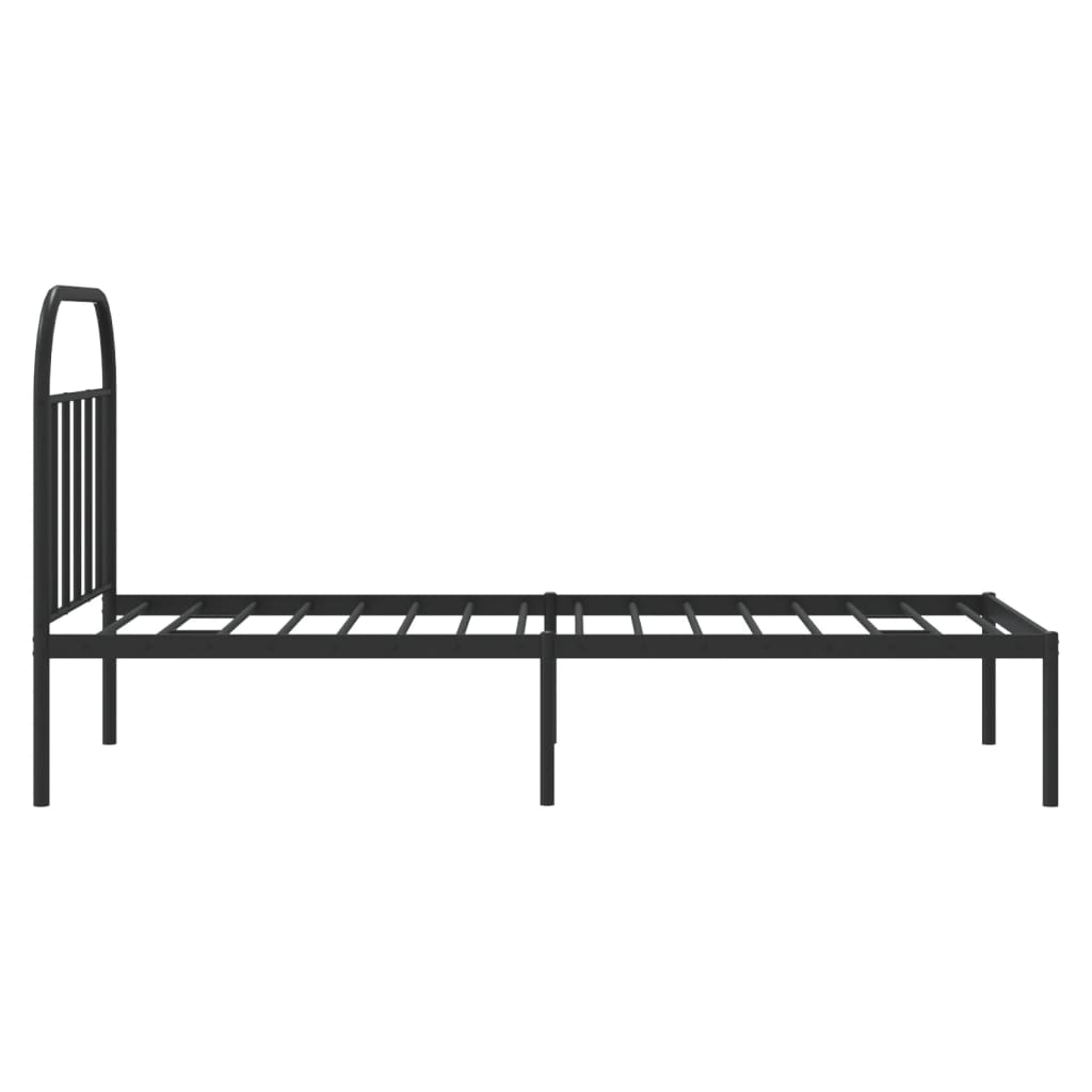 Metal Bed Frame without Mattress with Headboard Black 90x190 cm Single