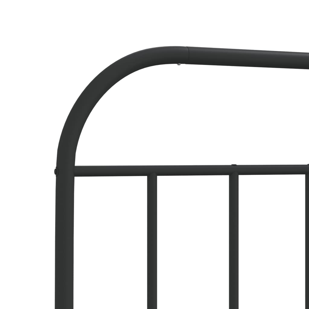 Metal Bed Frame without Mattress with Headboard Black 90x190 cm Single