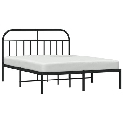 Metal Bed Frame without Mattress with Headboard Black 140x190 cm