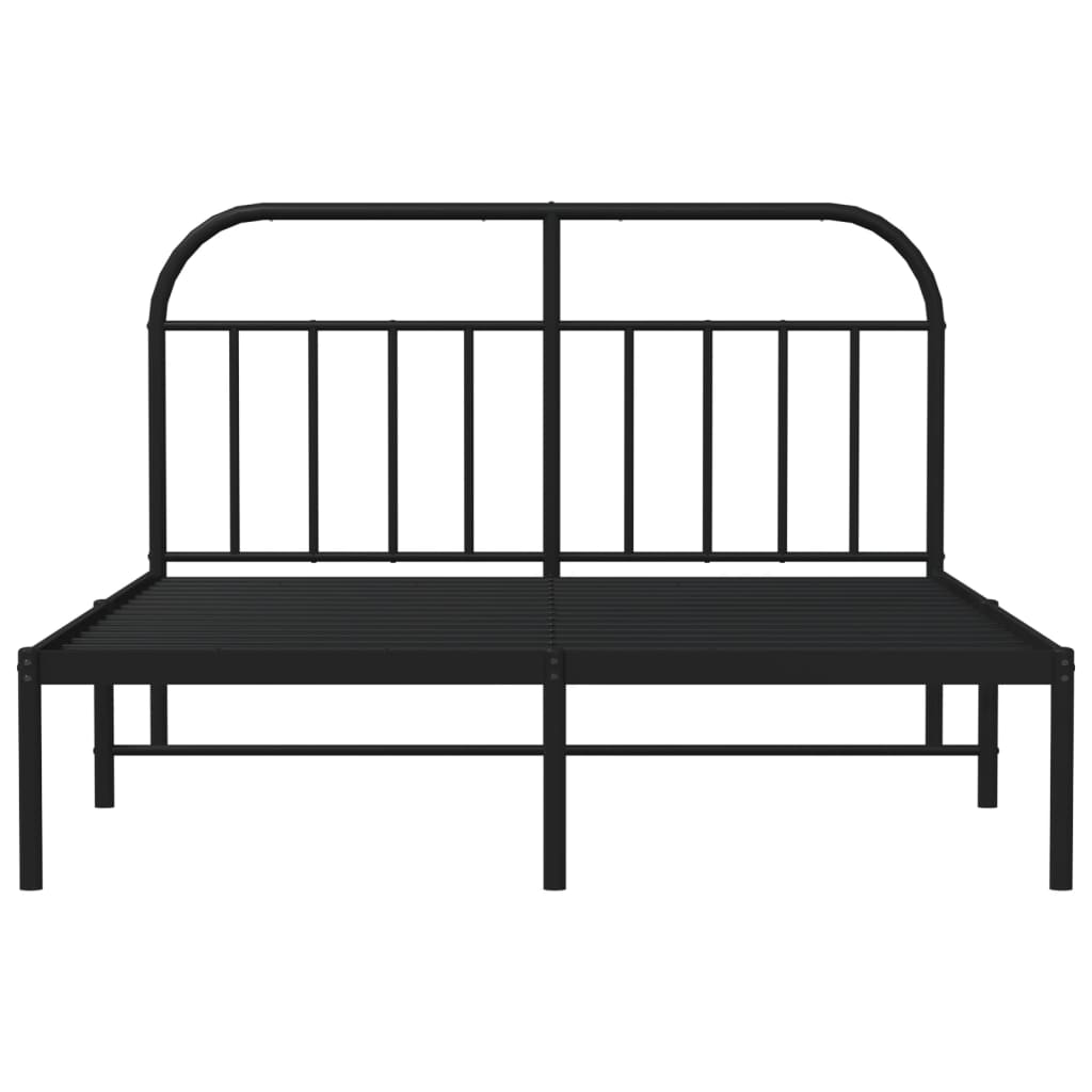 Metal Bed Frame without Mattress with Headboard Black 140x190 cm