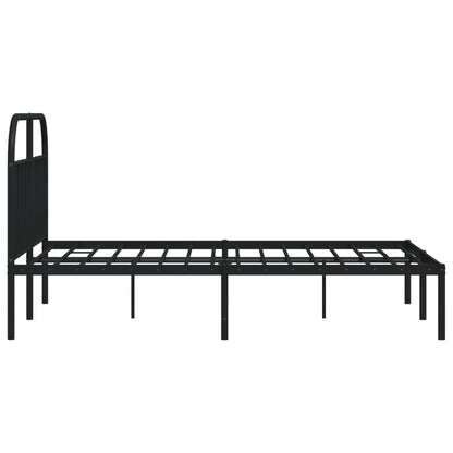 Metal Bed Frame without Mattress with Headboard Black 140x190 cm