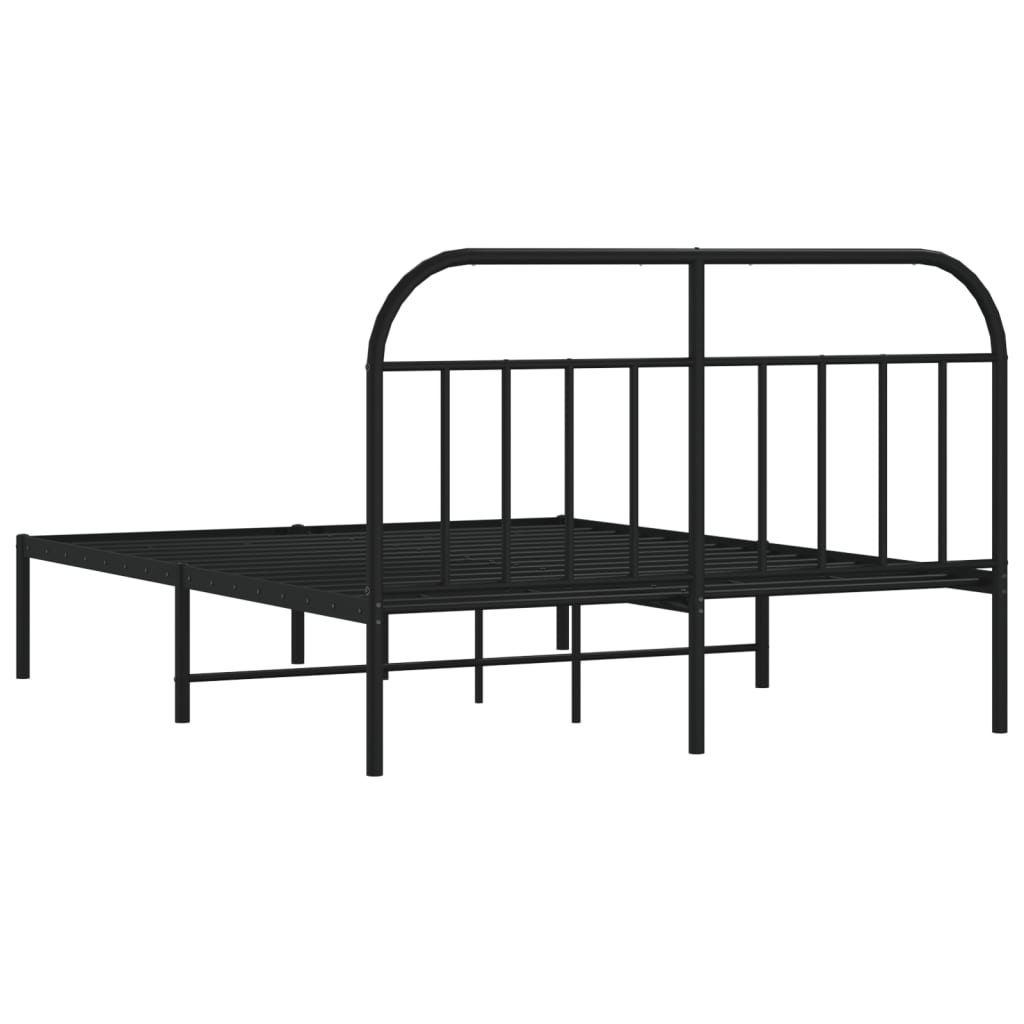 Metal Bed Frame without Mattress with Headboard Black 140x190 cm