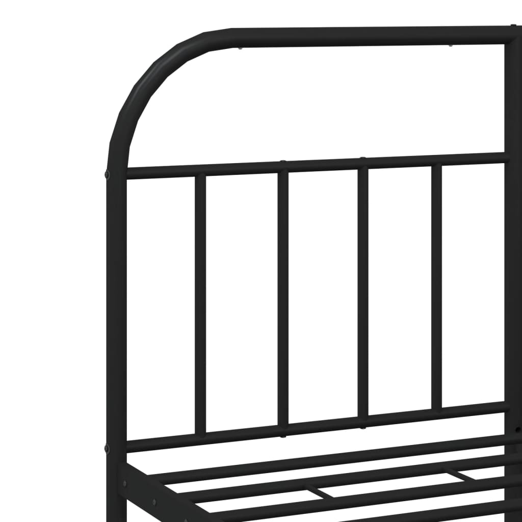 Metal Bed Frame without Mattress with Headboard Black 140x190 cm